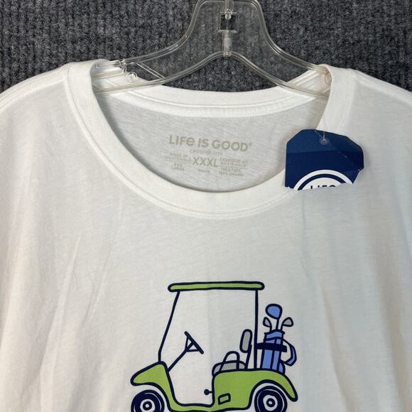Life Is Good Men Crusher Lite T Shirt Sz XXXL White This Is How I Roll Golf Cart - Picture 2 of 9
